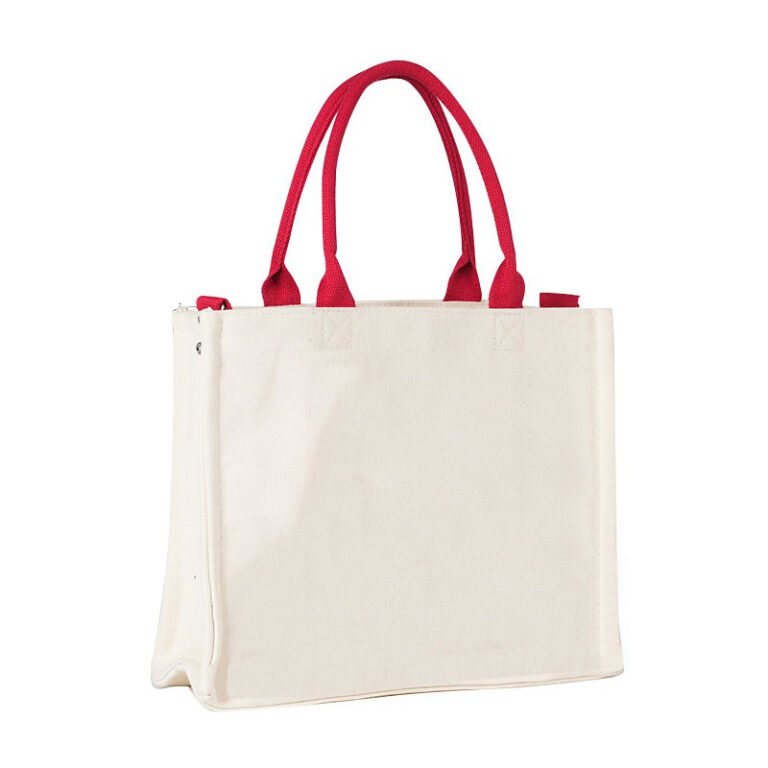 Custom Canvas Tote Bag with Contrast Webbing Handles